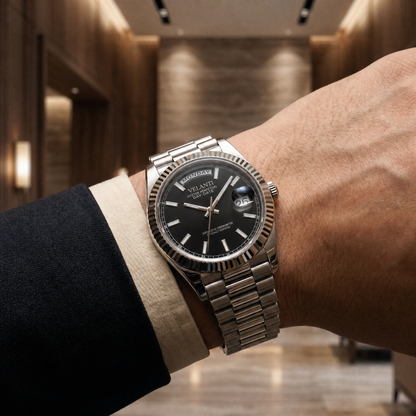 Datejust-style automatic watch, Velanti Milano Veljust Daydate Classic Black, product photo 10