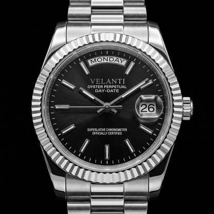 Datejust-style automatic watch, Velanti Milano Veljust Daydate Classic Black, product photo 5