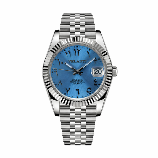 Velanti Milano Datejust Ice Blue Arabic — luxury automatic watch