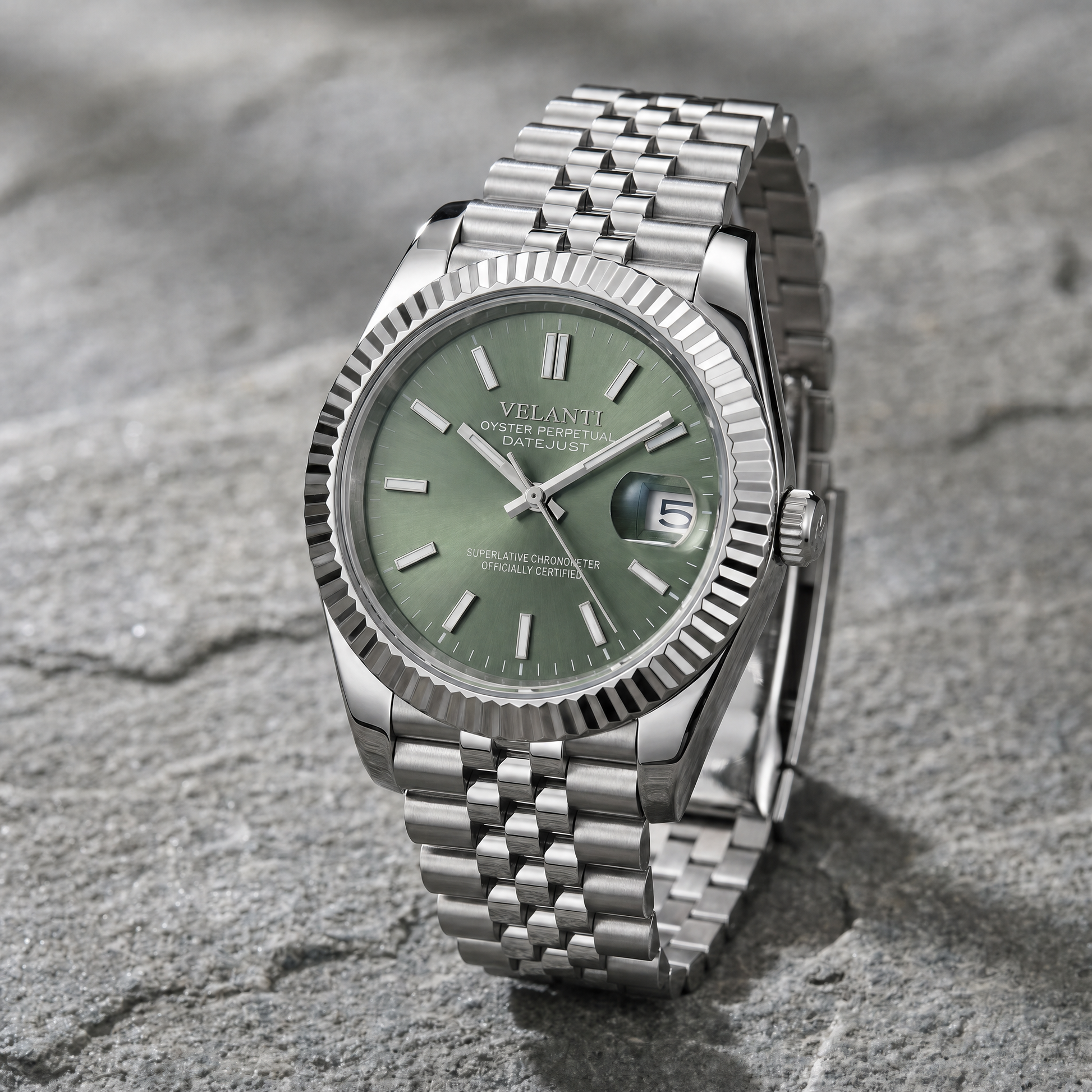 Datejust-Style Mod Watch — Mint Green | Custom Automatic NH35