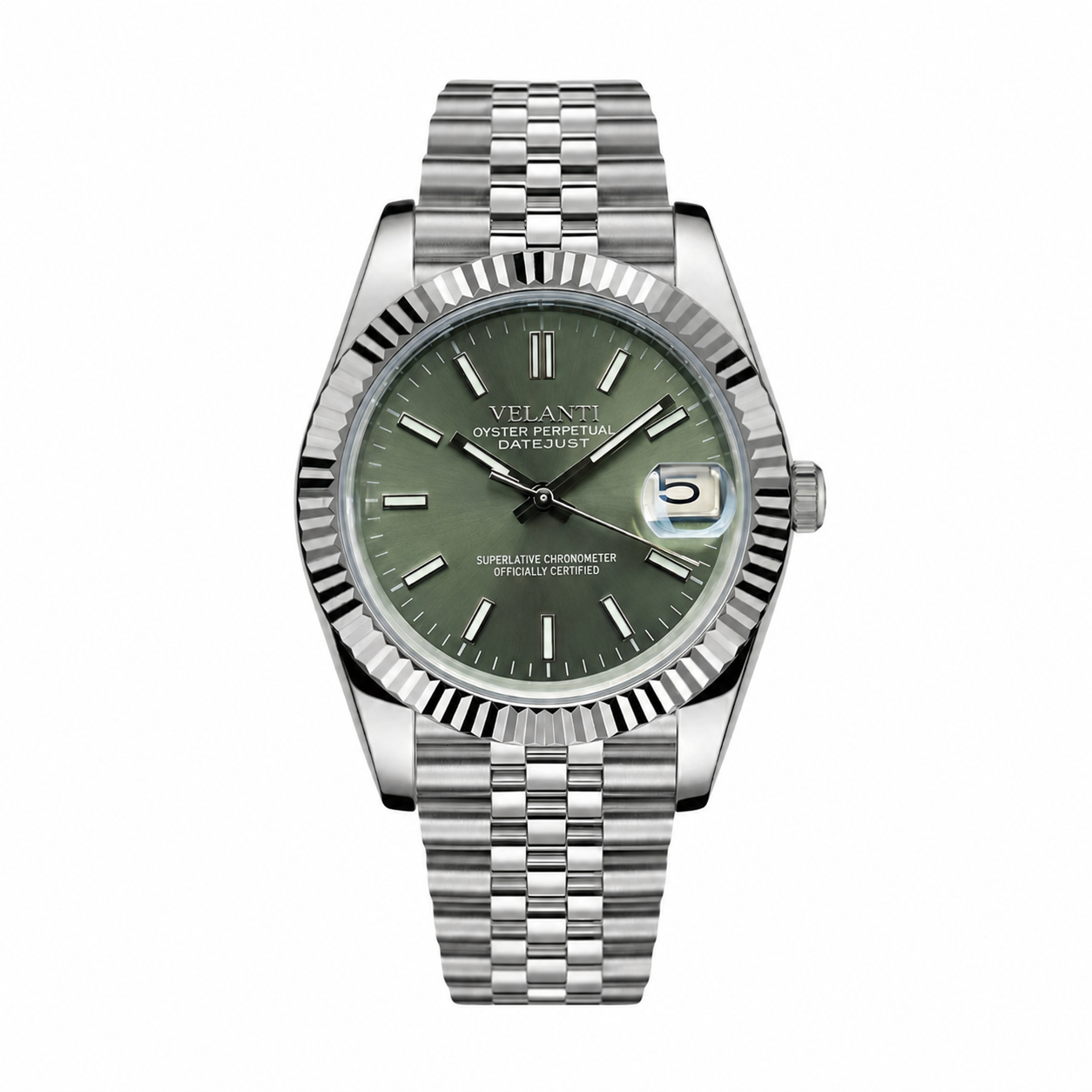 Datejust-style mod watch Mint Green Velanti Milano Veljust main product photo