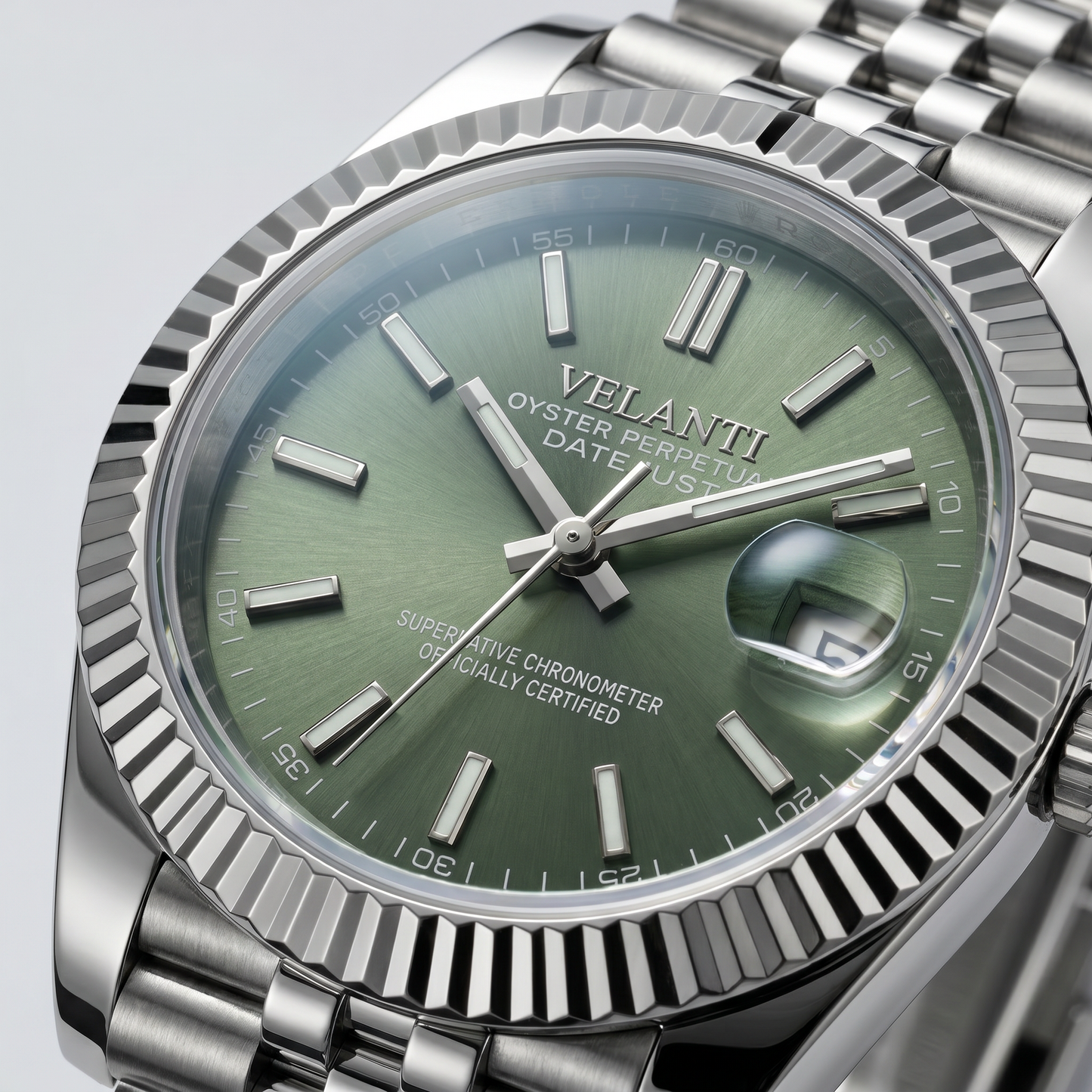 Datejust-style mod watch Mint Green Velanti Milano Veljust product photo 3