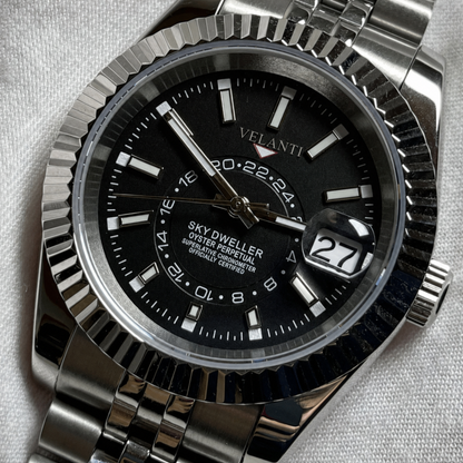 Datejust-style custom mod watch, Velanti Milano Veljust Sky Dweller Black, product photo 3