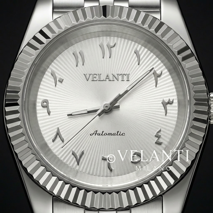Datejust-style automatic watch, Velanti Milano Veljust White Arabic Textured, product photo 4
