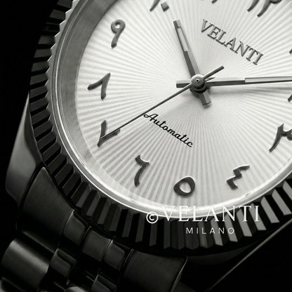 Datejust-style automatic watch, Velanti Milano Veljust White Arabic Textured, product photo 6