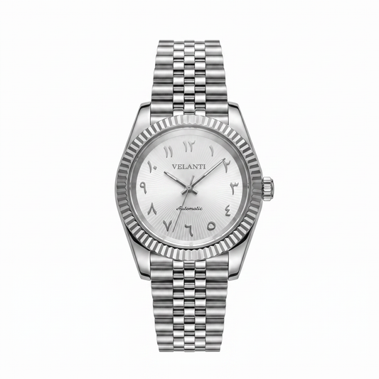 Velanti Milano Datejust White Arabic Textured — luxury automatic watch