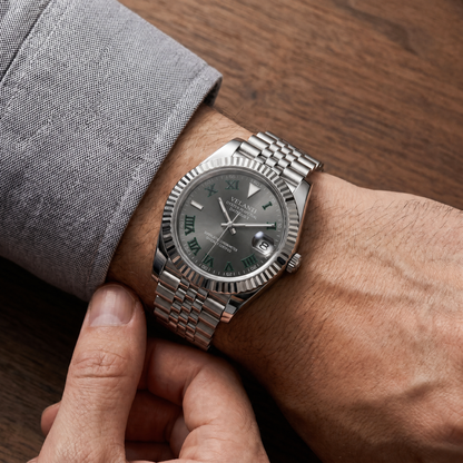 Datejust-style custom mod watch, Velanti Milano Veljust Wimbledon worn on wrist photo 9