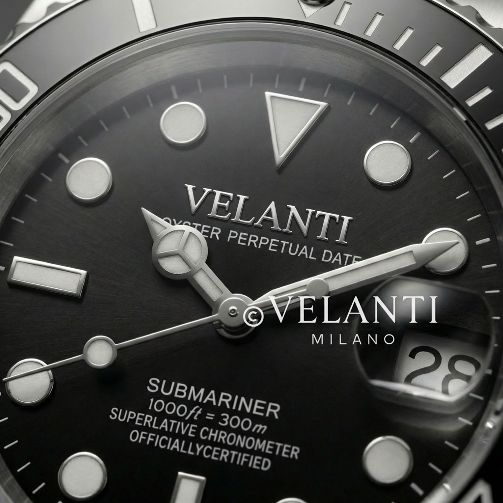 Submariner-style custom mod watch, Velanti Milano Velmariner Black, product photo 3