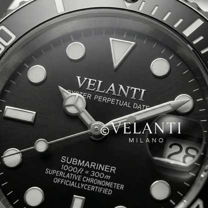 Submariner-style custom mod watch, Velanti Milano Velmariner Black, product photo 3