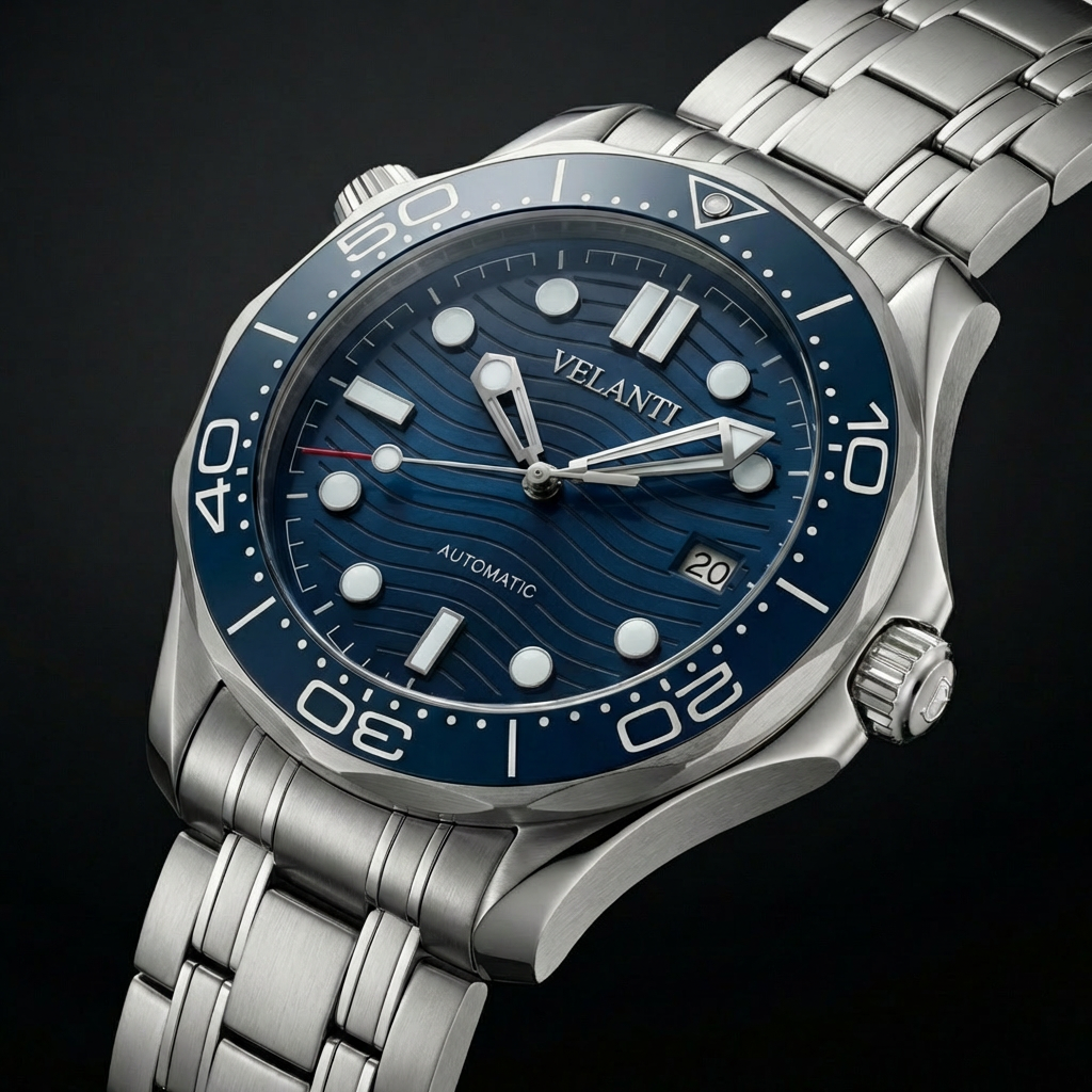Seamaster-style mod watch Blue Velanti Milano Velmaster product photo 4