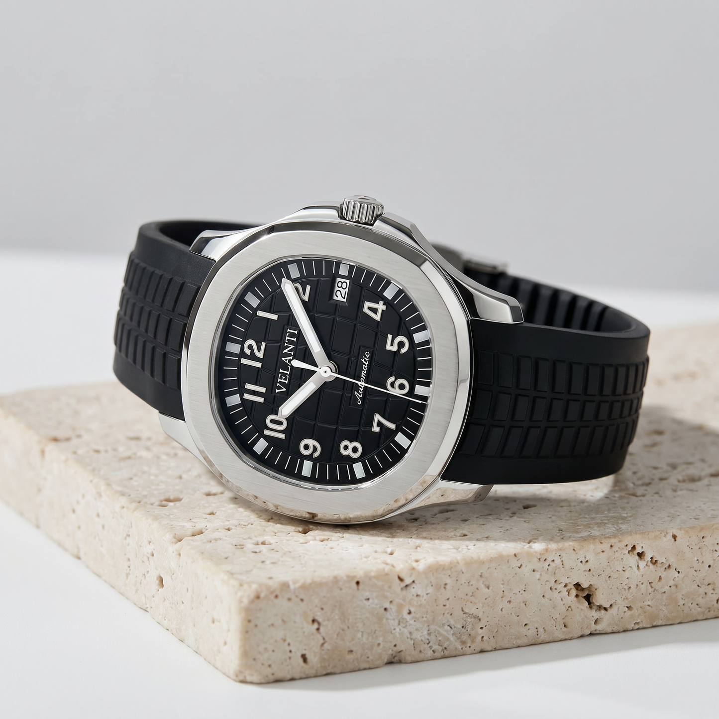 Aquanaut-style automatic watch, Velanti Milano Velnaut Black, product photo 2