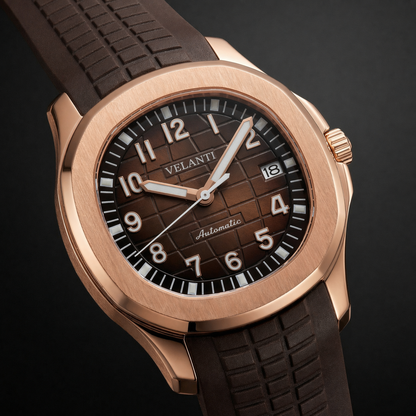Aquanaut-style custom mod watch, Velanti Milano Velnaut Brown (Rose Gold), product photo 3