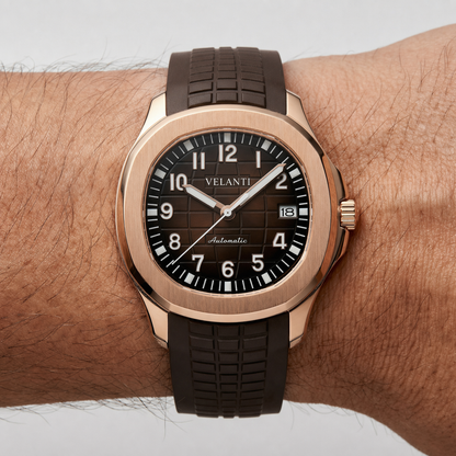 Aquanaut-style custom mod watch, Velanti Milano Velnaut Brown (Rose Gold), product photo 5