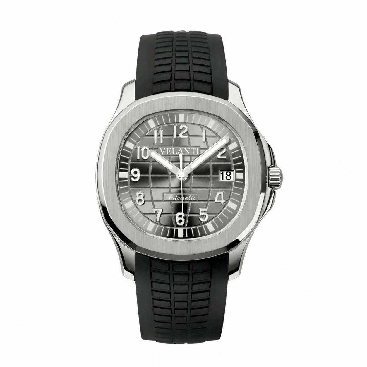 Aquanaut-style custom mod watch, Velanti Milano Velnaut Silver, main product photo