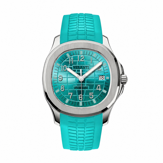 Aquanaut-style mod watch Tiffany Metallic Blue Velanti Milano Velnaut main product photo