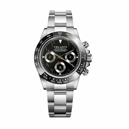Daytona-style mod watch Black Arabic Velanti Milano Veltona main product photo