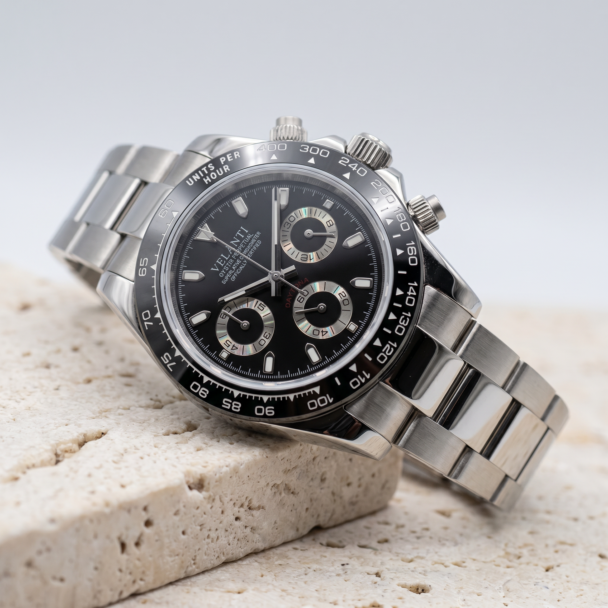 Daytona-Style Mod Watch — Black Panda | Custom Hybrid Quartz VK63