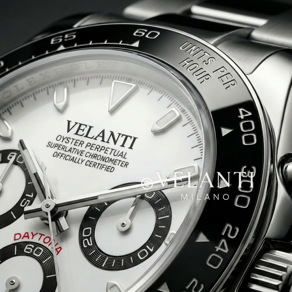 Daytona-style custom chronograph watch, Velanti Milano Veltona Panda, product photo 2