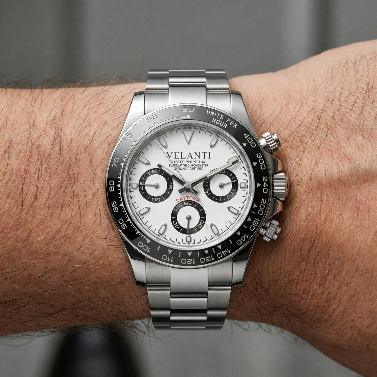 Daytona-style chronograph watch, Velanti Milano Veltona Panda, product photo 3