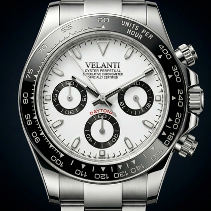 Daytona-style custom chronograph watch, Velanti Milano Veltona Panda, product photo 4