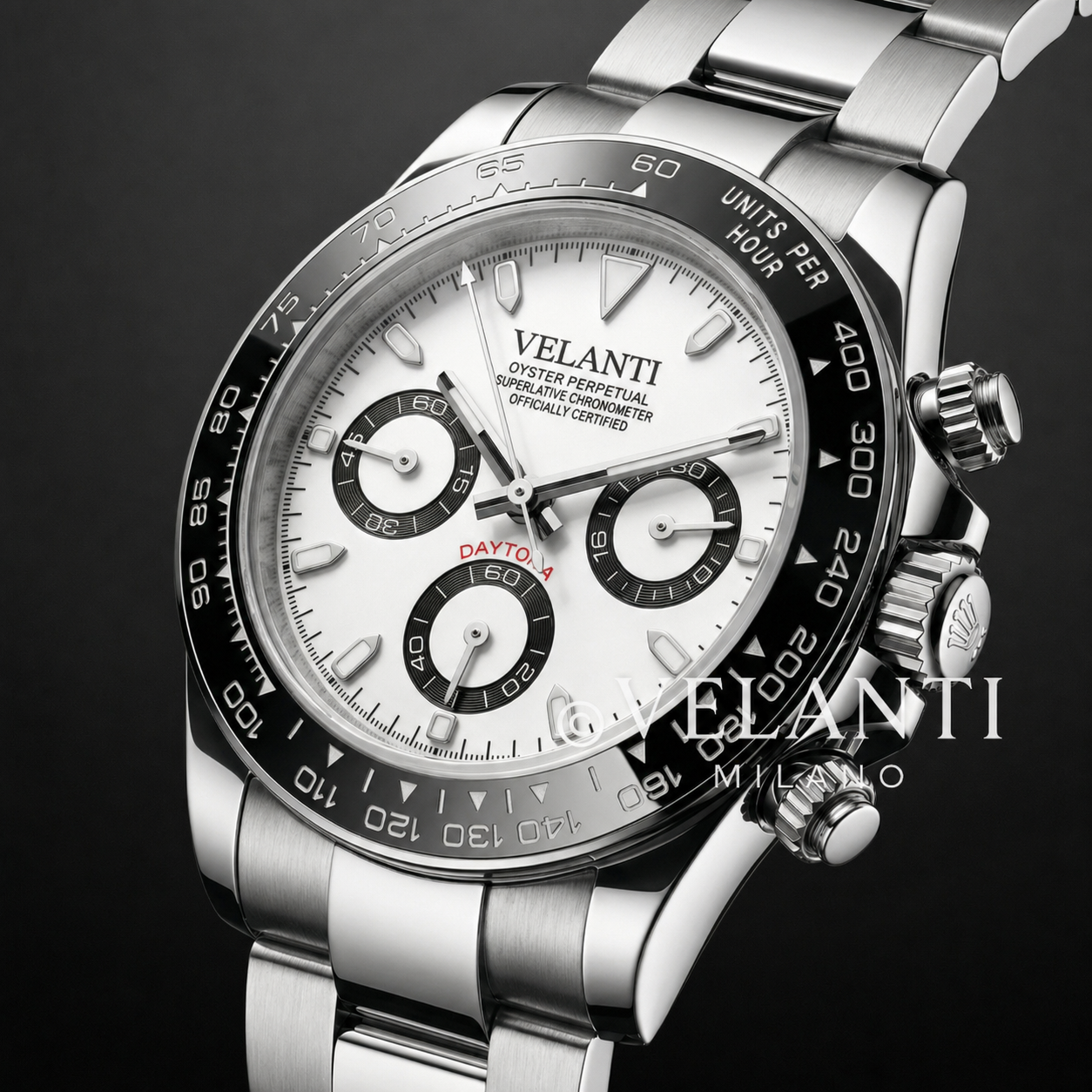 Daytona-style chronograph watch, Velanti Milano Veltona Panda, product photo 5